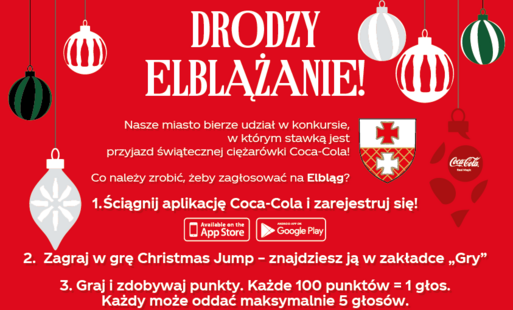 Zdjęcie do Świąteczna Ciężar&oacute;wka Coca-Cola może zawitać do Elbląga!